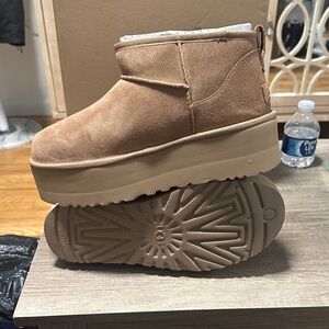 UGG Chestnut Suede Platform Boots
